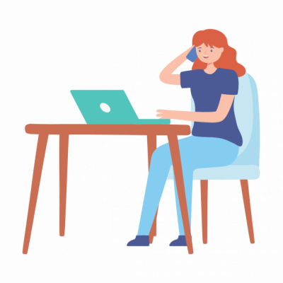 Rekrytoinnin SEO opas Naisoletettu tutustuu tietokoneesta löytämäänsä kiinnostuksen kohteeseen puhelimitse